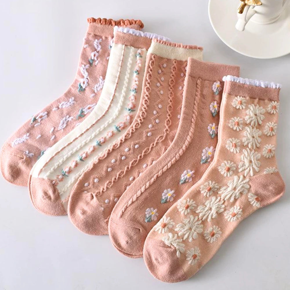 5 Pairs of Socks – Vintage Pink Floral