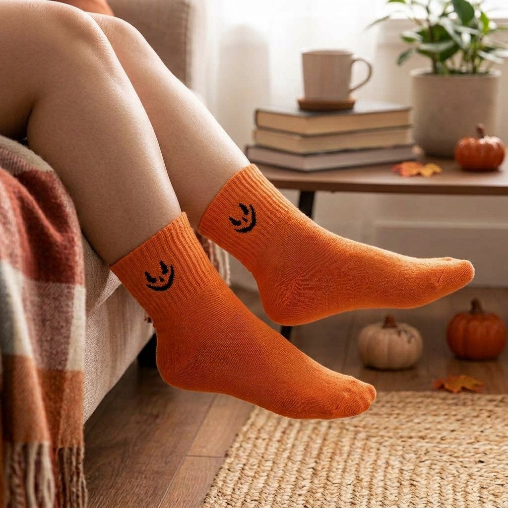 Halloween Crew Socks Orange lifestyle