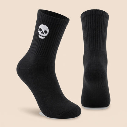 Halloween Crew Socks Black skull