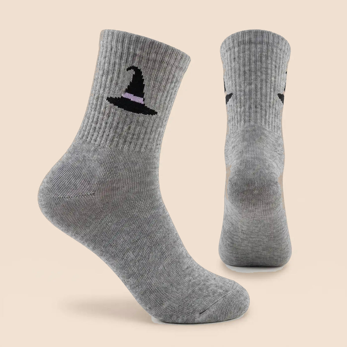 Halloween Crew Socks Grey witch hat