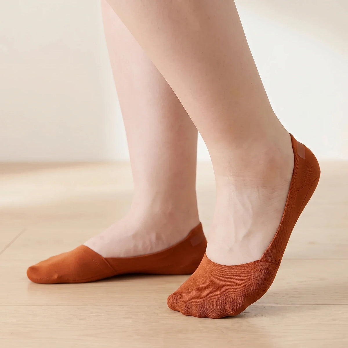 Invisible No-Show Socks worn Orange