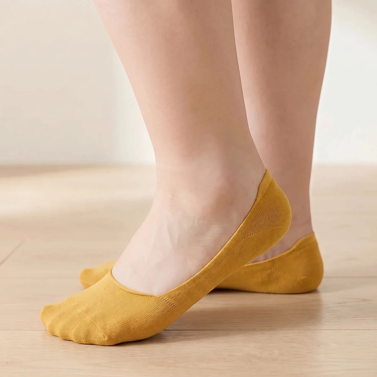 Invisible No-Show Socks worn Mustard Yellow