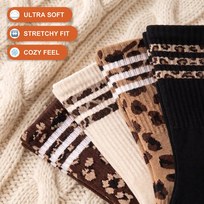 Close-up of the leopard stripes at the top of the socks