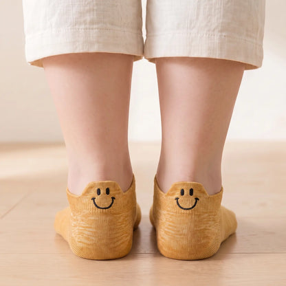 Mustard smile ankle socks worn